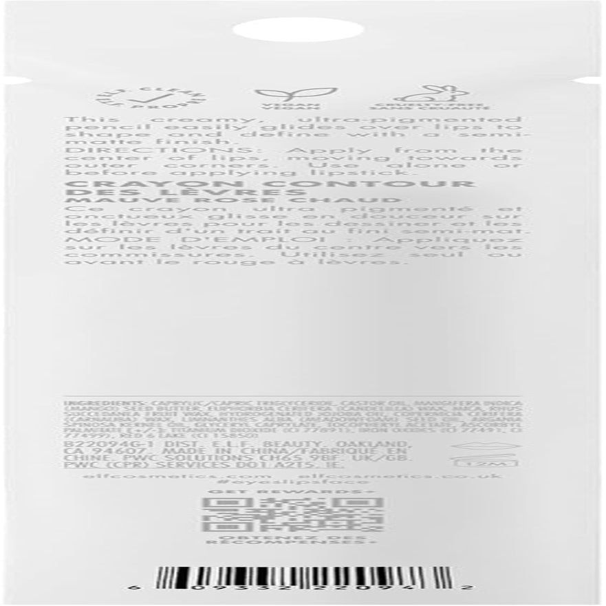 Cream Glide Lip Liner, Highly-Pigmented Pencil for Shaping & Sculpting Lips, Semi-Matte Finish, Vegan & Cruelty-Free, Mauve Aside